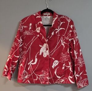 Erin London Red and White Floral Blazer